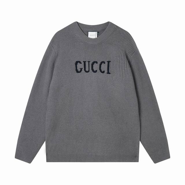 Gucci New Logo Embroidered Knit Wool Sweater ( ) Colors: Red, Gray ( ) Sizes: S