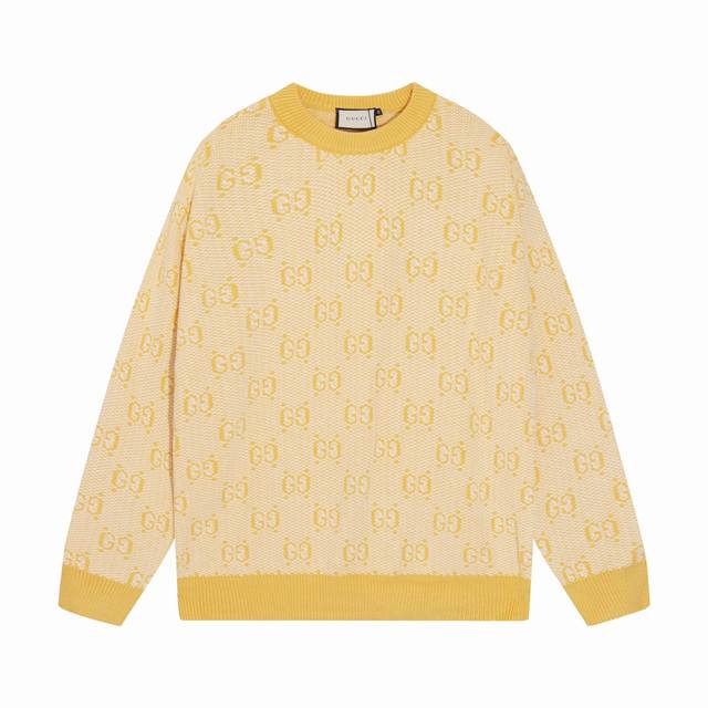 Gucci all-over double G jacquard crew neck sweater Colors: brown, green, blue, y