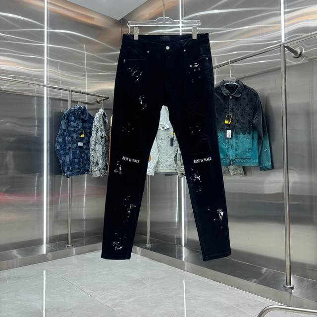 Rta Graffiti + Letter Direct Injection Process Street Style Slim Fit Stretch Jea