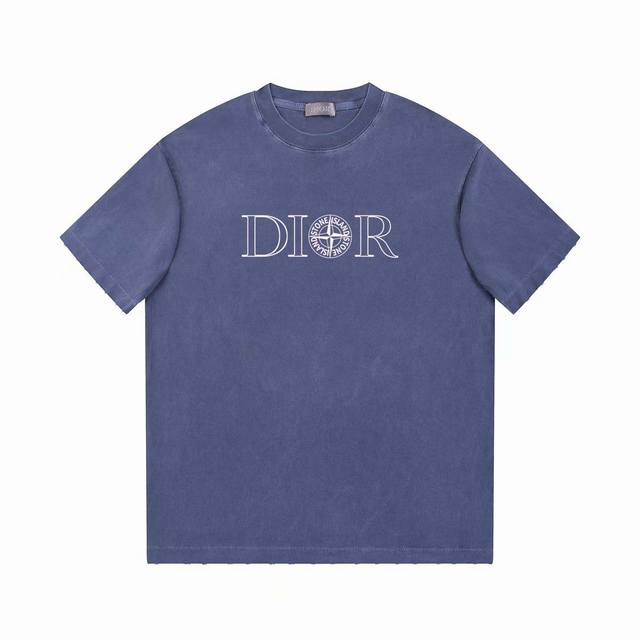 High-quality 26Ss Dior printed short-sleeved shirt! The brand logo on the chest