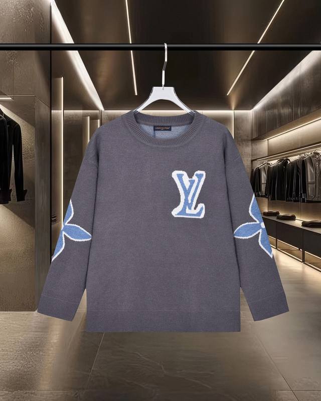 Louis Vuitton 25Fw Classic Ski Intarsia Series Lv Monogram Logo Jacquard Crew Ne