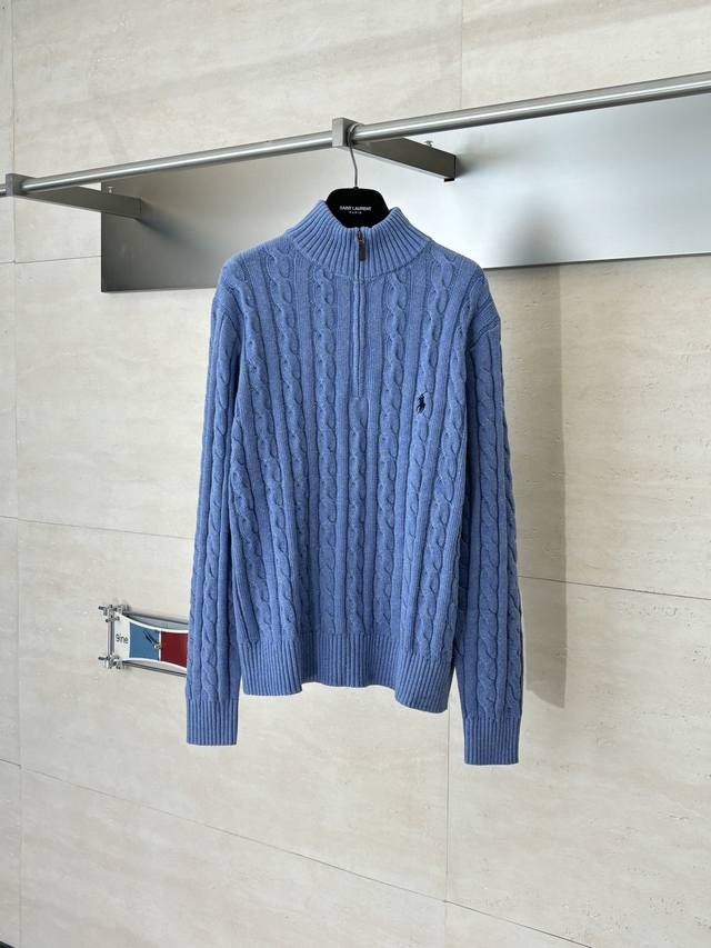 Ralph Laure* Ralph Laure Polo Cable Knit Half-Zip Sweater Custom-knitted 100% co