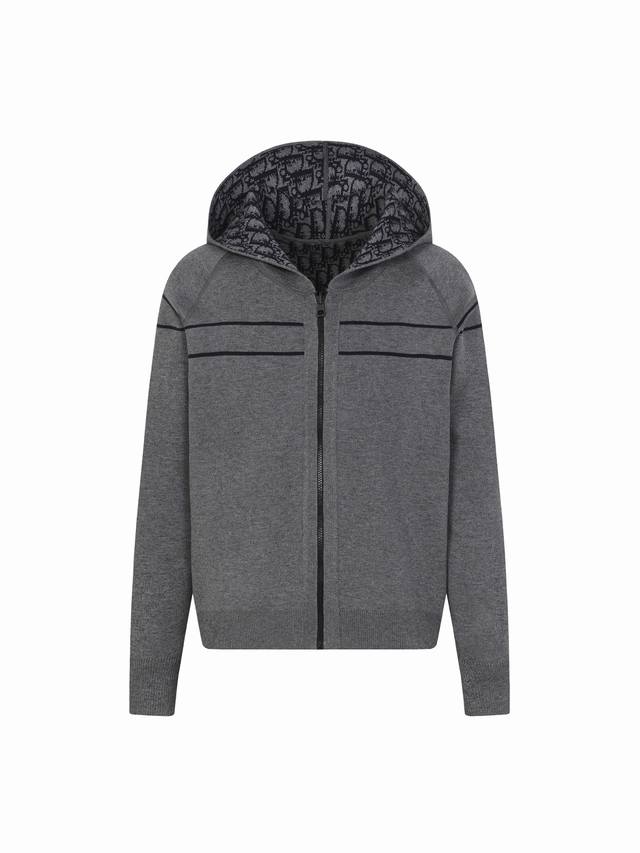 Dior Double-Sided Jacquard Cashmere Knit Hooded Hoodie (Grey). Original version