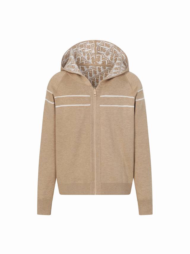 Dior Double-Sided Jacquard Cashmere Knit Hooded Hoodie in Brown (Original Price