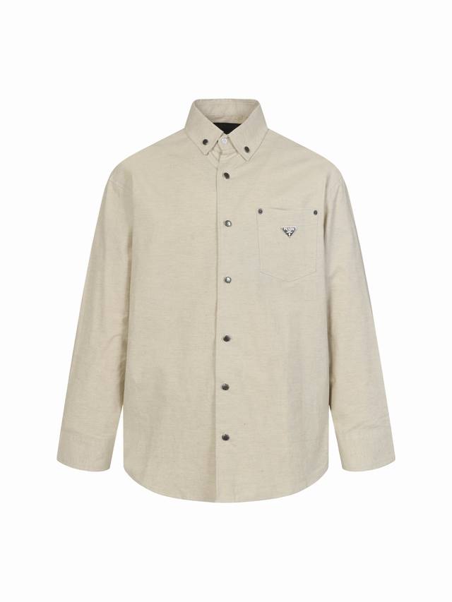 Prada solid color single-breasted linen long-sleeved shirt jacket, purchased au