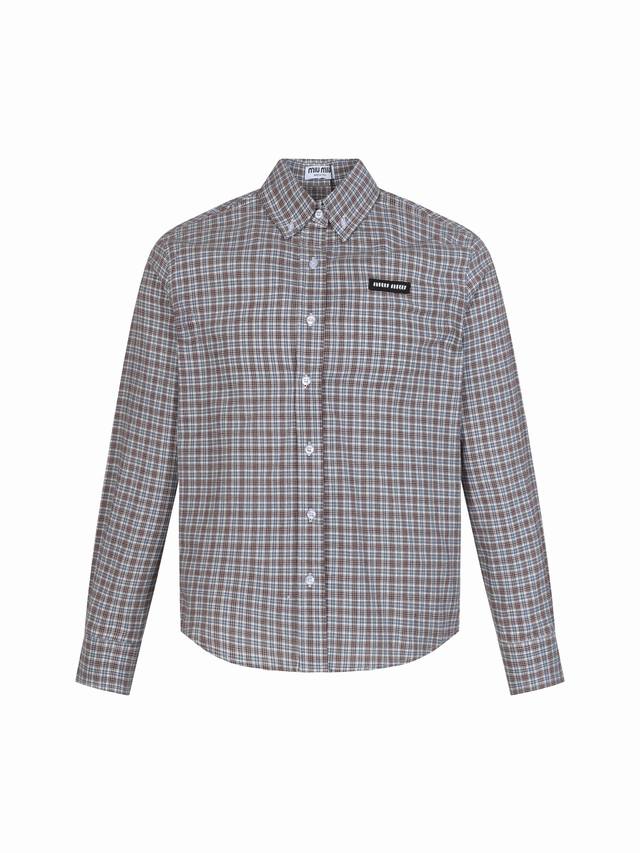 Miu Miu 25Ss Check Cotton Long-Sleeve Shirt. Made with imported cutting equipmen
