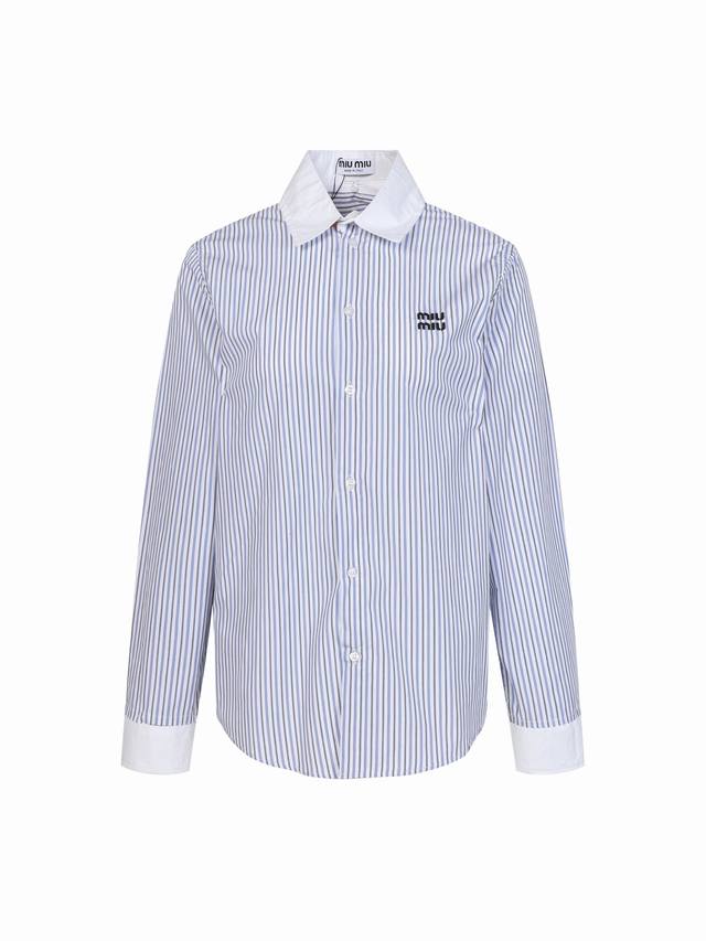 Miu Miu Embroidered Striped Collar Shirt ( ) Craftsmanship Description: Made fro