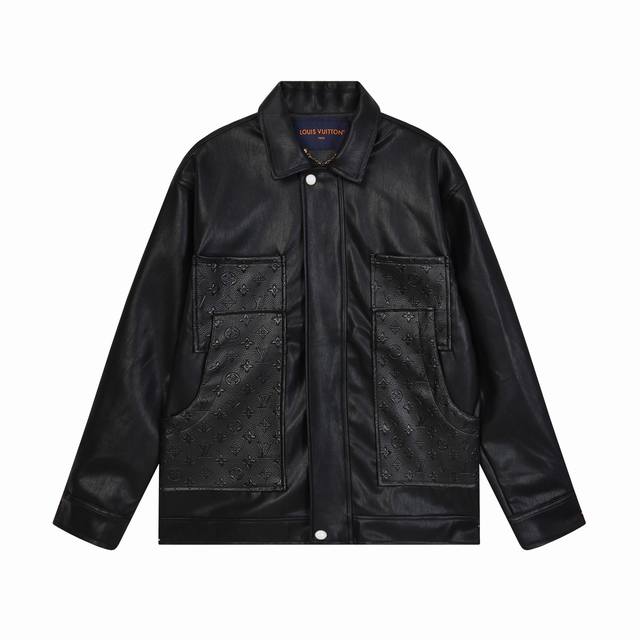 B11888 Style Louis Vuitton 25Ss Pocket Patchwork Embossed Leather Jacket Chest 1
