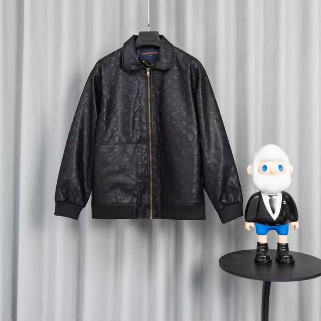 B0133 Louis Vuitton Full Leather Embossed Jacket Sizes: M, L, XL, XXL Chest: 114