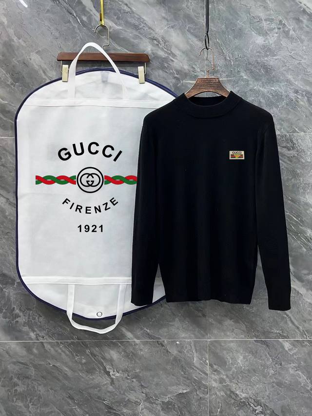 Gucci Classic Embroidered Logo High-Neck Sweater with All 3 Logos Premium Wool B