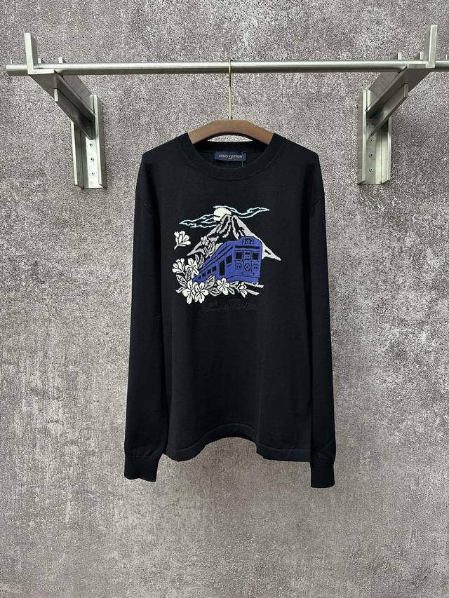 Louis Vuitton X Nigo Collaboration Fw25 Knit Print Crew Neck Pullover Long Sleev