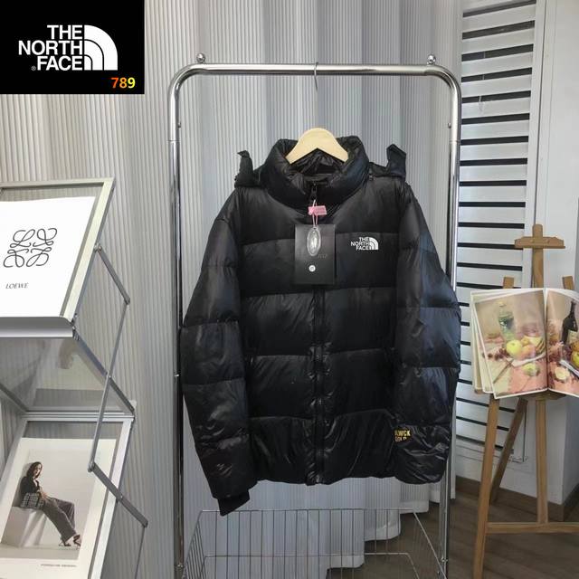 The North Face 23Ss Newest Black Gold Down Jacket with Hood, Unisex Couple Style