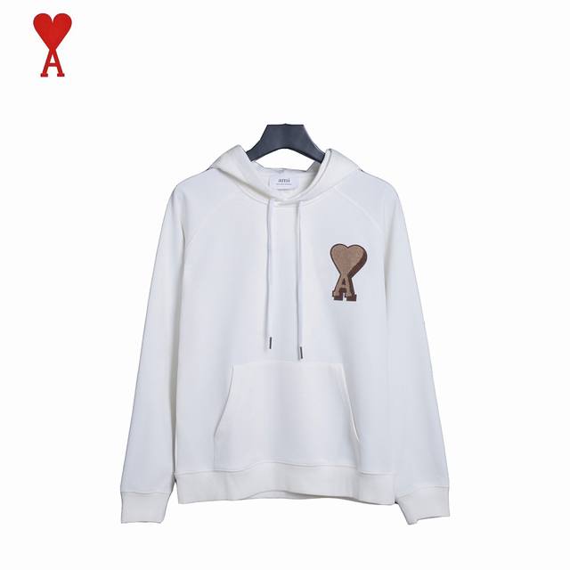 Ami Double-Edged Heart Towel Embroidery Hooded Sweatshirt Let's skip all the fan