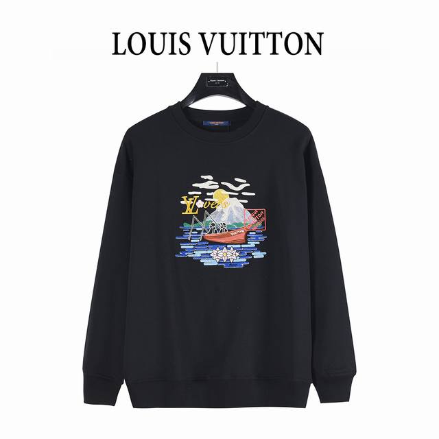 Louis Vuitton 25Fw Angler Landscape Embroidery Crew Neck Sweatshirt. Made of imp