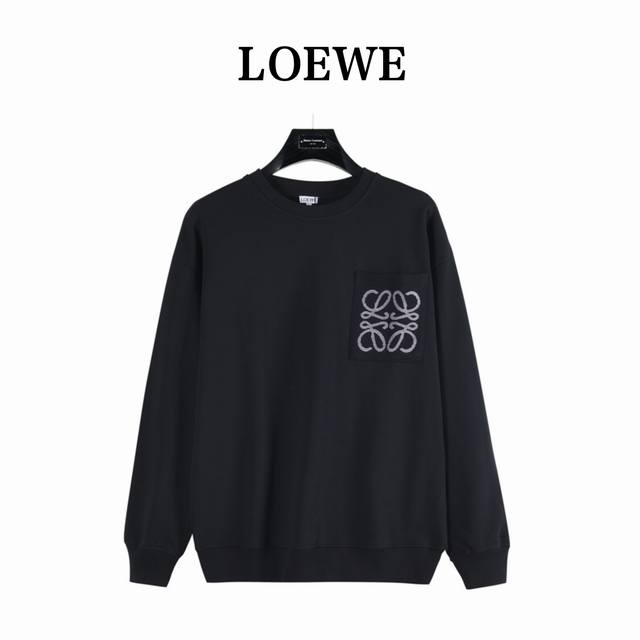 Loewe Pocket Logo Jacquard Crew Neck Sweatshirt. Made of 420G terry cloth, dyed