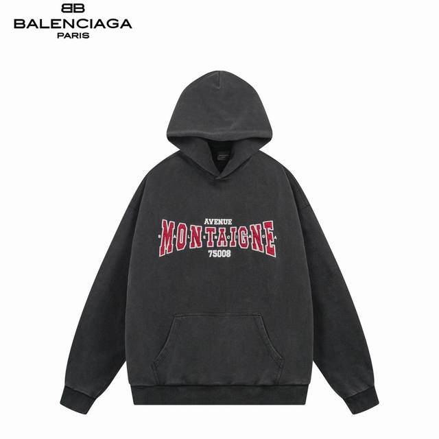Balenciaga 25Fwbb Letter Embroidered Hooded Sweatshirt Features Montaigne art ap