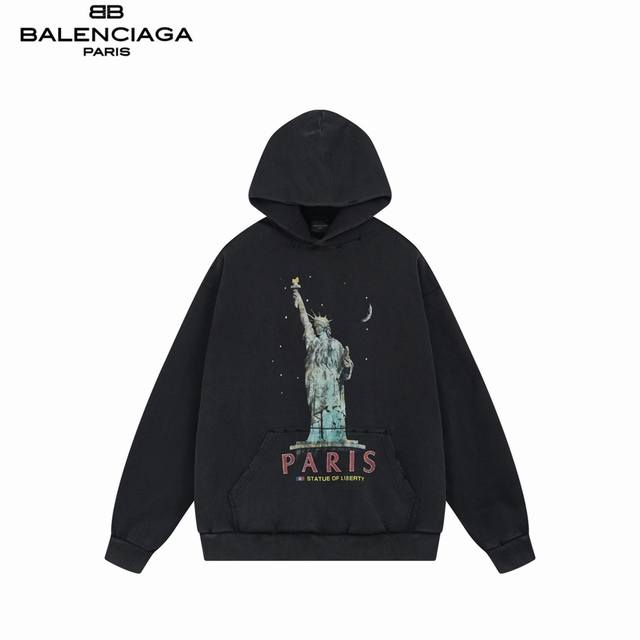 Balenciaqa Balenciaga 25Fw Goddess Washed Distressed Hooded Sweatshirt New Arriv