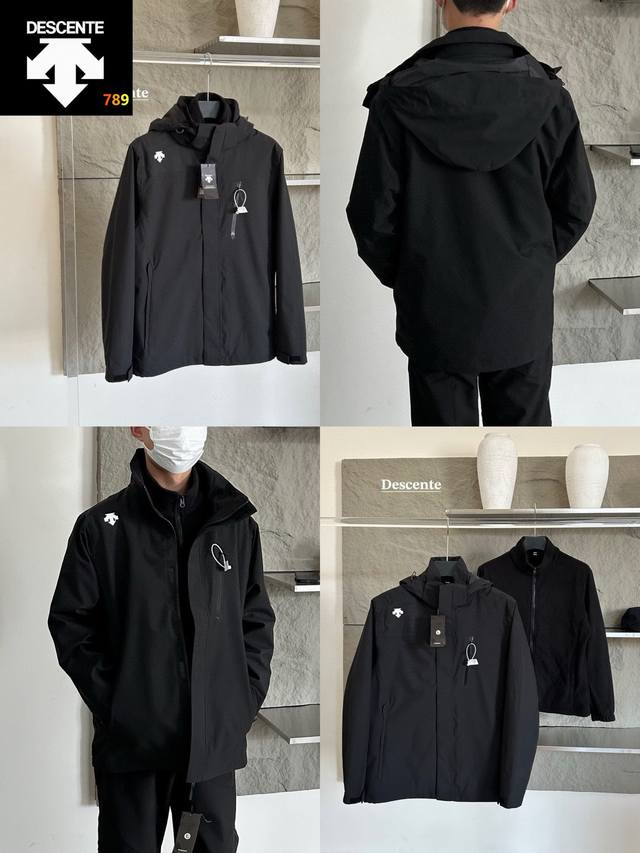 3-in-1 fleece lining, Descente couple's style, 3-in-1 waterproof, windproof, an