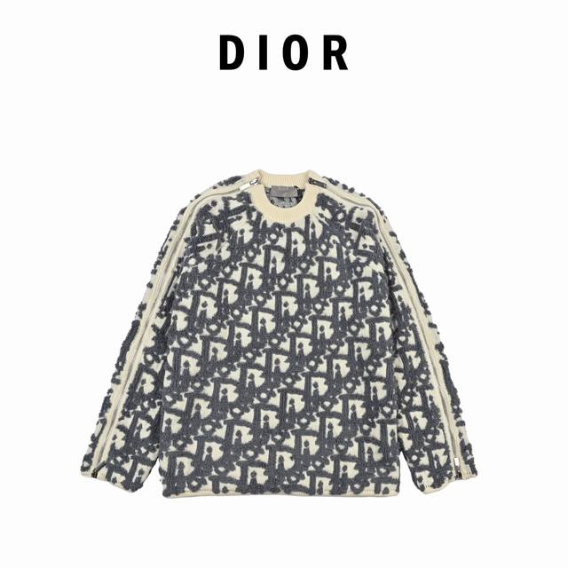 Jay Chou's same style zipper knit sweater Dior Cd terry cloth jacquard sleeve s