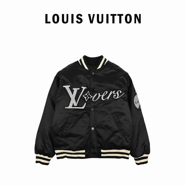 Louis Vuitton 24Fw Rhinestone Sleeve Padded Baseball Jacket ( ) This baseball ja