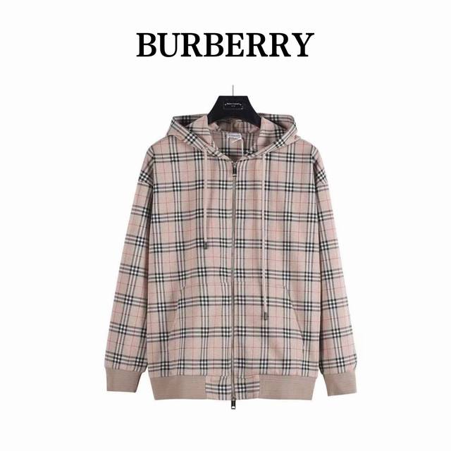 Burberry 25Fw Check Zipper Drawstring Hooded Jacket. Made from a cotton blend fa