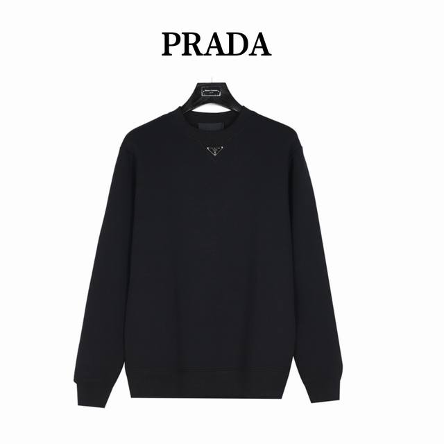 Prada Classic Triangle Logo Sweatshirt. The triangle logo details are identical