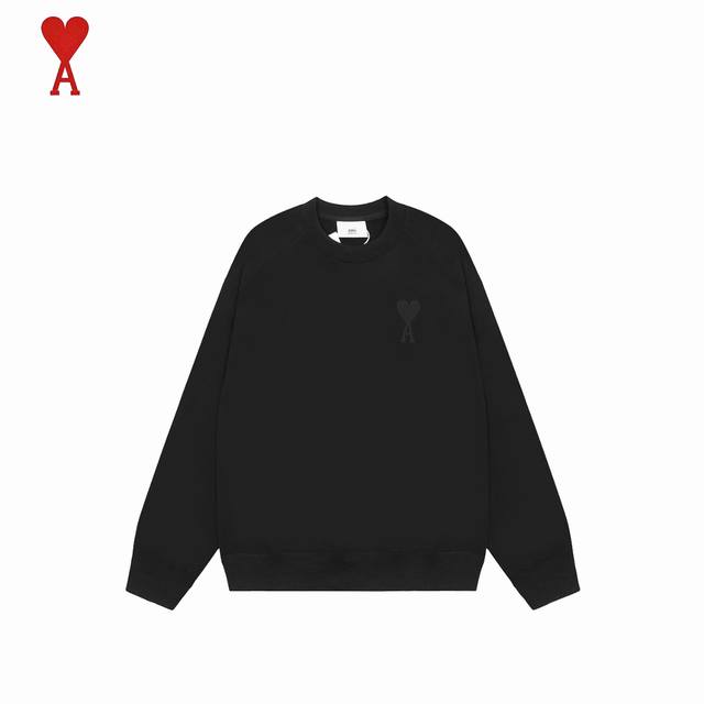 Ami 25Fw Macaron Heart Embroidered Crew Neck Raglan Sweatshirt Let's skip the fl