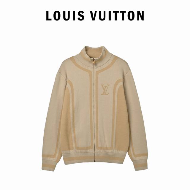 Louis Vuitton SS26 Early Spring Knit Jacquard Zip-Up Jacket ( ) This two-tone in