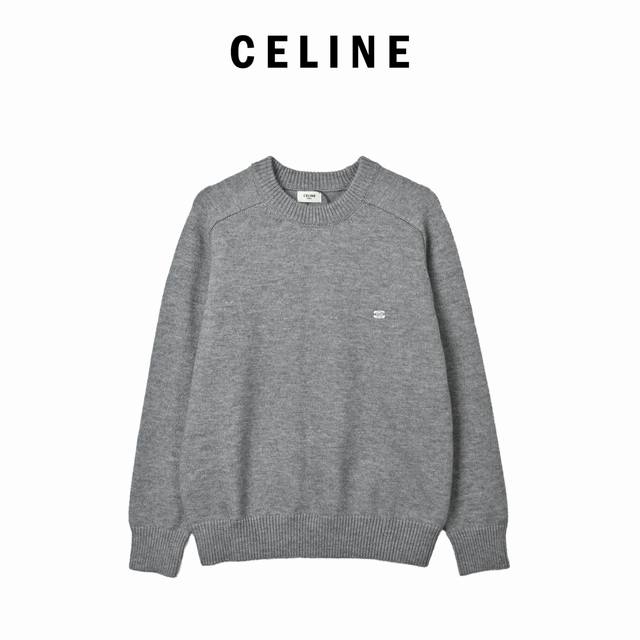 Celine 25Fw Arc de Triomphe Embroidered Logo Crew Neck Sweater Classic Arc de Tr