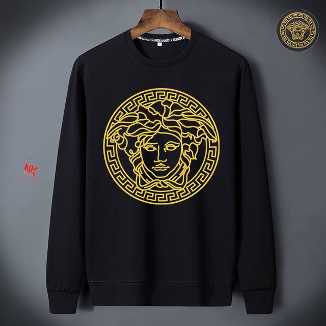 Fleece-lined 160 Versace European Style Trendy Brand Rhinestone Long-Sleeve T-S