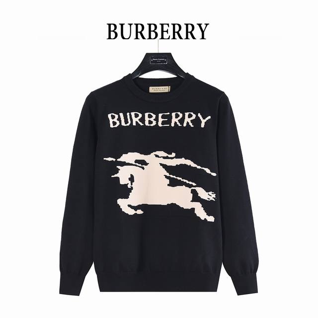 Burberry Equestrian Logo Jacquard Blend Crew Neck Sweater. Made with carefully s