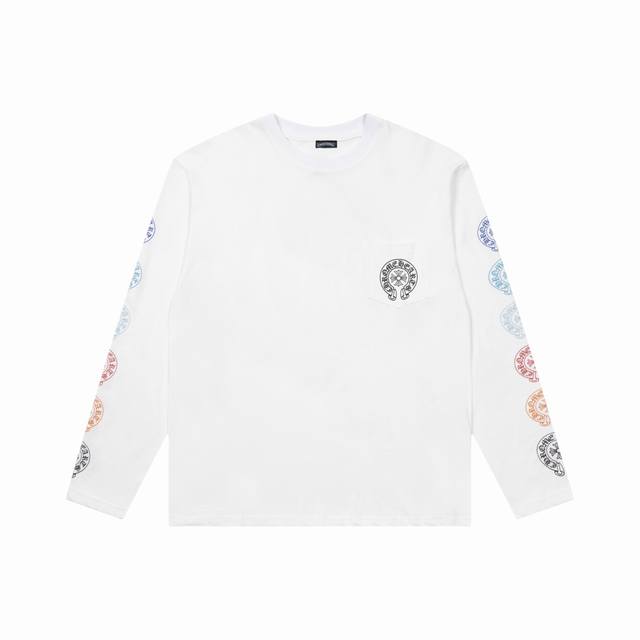 High-quality Chrome Hearts logo horseshoe print long-sleeved T-shirt, a must-ha