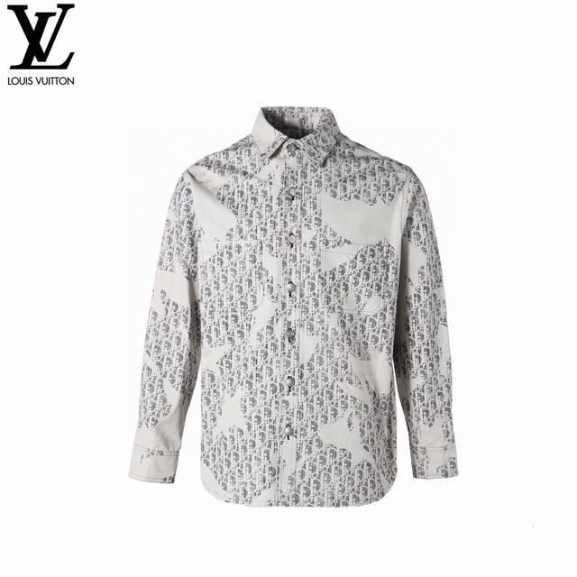 Dior 24Ss Cotton Denim Oblique Kasuri Print Denim Shirt ( ) This jacket shirt dr