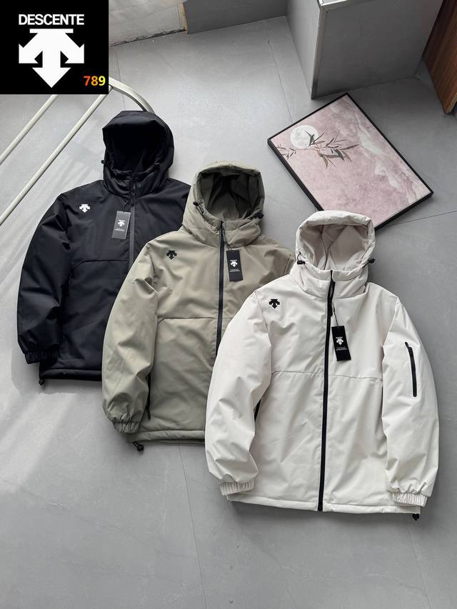 Descente 2025 Winter Couple Hooded Cotton Jacket! Outdoor Couple Hooded Thick Do