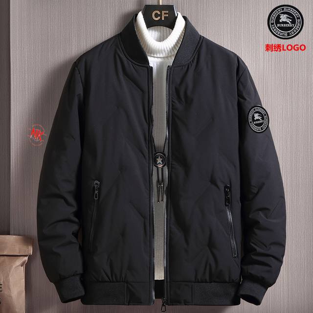 Embroidered Logo Burberry Lightweight Down Jacket Series, Men's Winter Outerwear