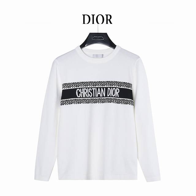 Dior Jacquard Crew Neck Sweater with Dior Logo Print on the Chest. This versatil