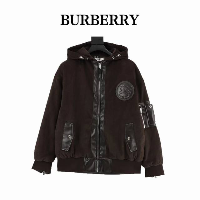Burberry Embroidered Logo Patchwork Leather and Lambswool Coat (Originally purch