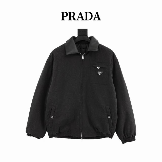 Prada Leather Collar Label Padded Jacket. Originally purchased for 24,900. Both