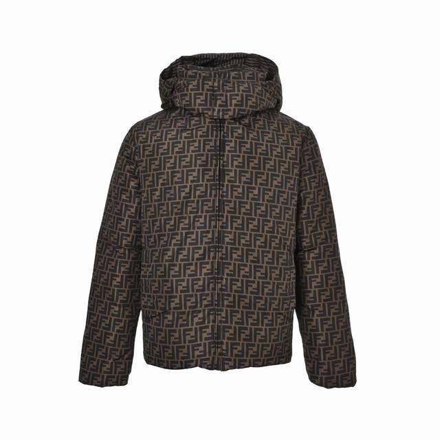 Fendi Ff monogram reversible hooded down jacket. Made with custom high-density c