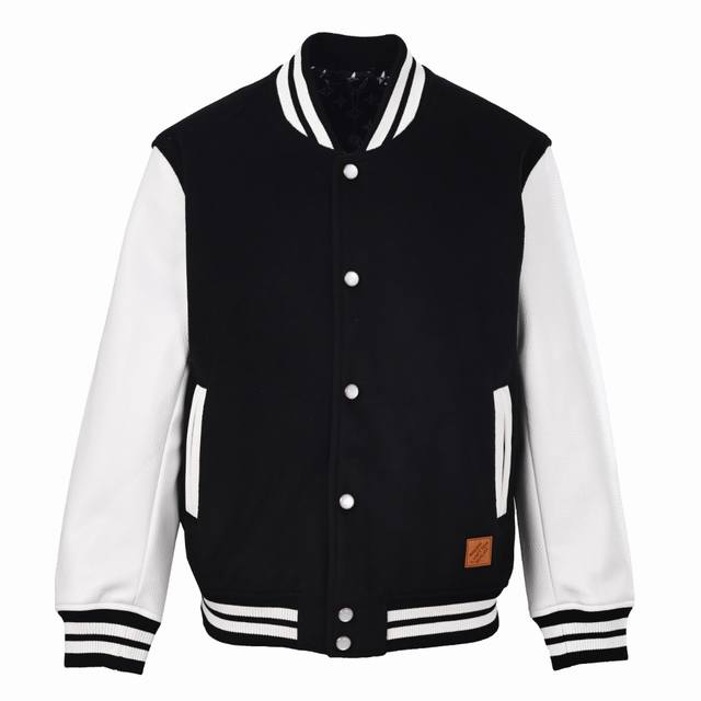 Louis Vuitton (LV) Color Block Leather Sleeve Baseball Jacket ( ) Sorry to keep