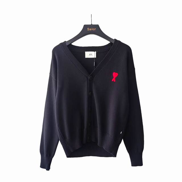 Real shot details + size chart Ami Embroidered Little Heart Jacquard Knitted Rou