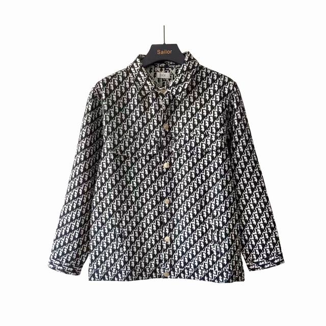 Real Shot Details + Size Chart Dior Classic Logo All-over Jacquard Shirt, Denim