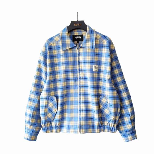 Real Shot Details + Size Chart Stussy Blue Plaid Jacket Stussy 2024 Spring New A