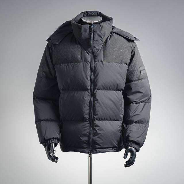 Louis Vuitton LV Embossed Down Jacket with Subtle Pattern. Made from glossy nylo