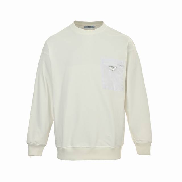 Prada 25Fw Nylon Pocket Triangle Label Crew Neck Sweatshirt ( ). A refined upgr