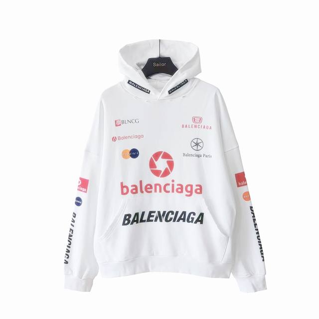 Real shot details + size chart Balenciaga all-logo racing suit hoodie 23-year ne