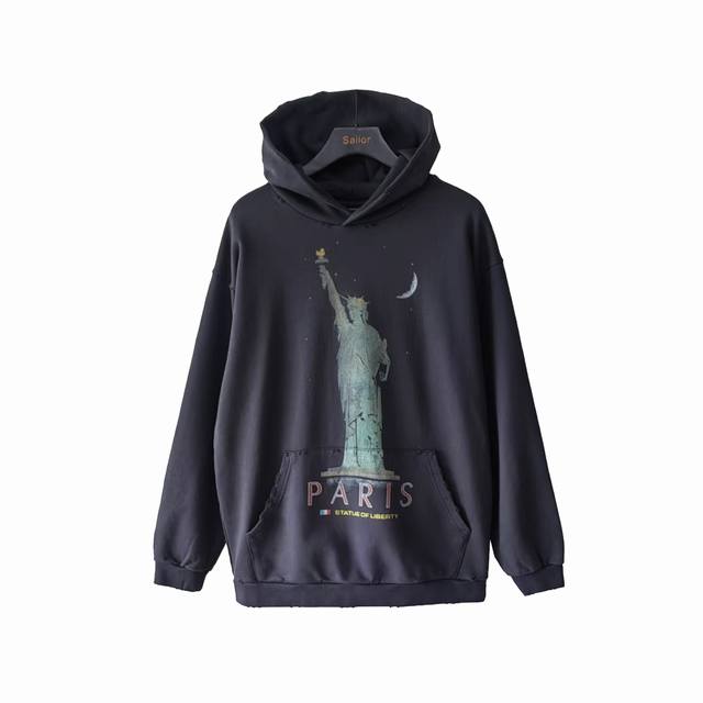 Real shot details + size chart Balenciaga Statue of Liberty hoodie Imported elli