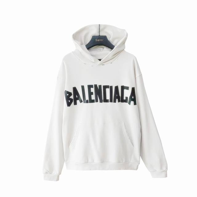 Real Shot Details + Size Chart Balenciaga 24Ss Masking Tape Hooded Sweatshirt Ma
