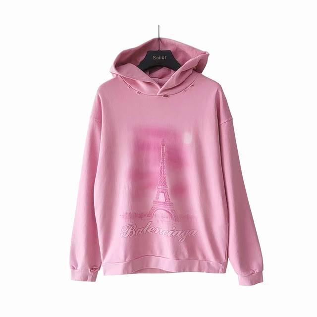 Real shot details + size chart Balenciaga Eiffel Tower direct-print distressed h