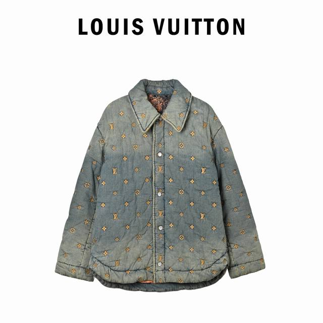 Louis Vuitton 1V Full Embroidery Distressed Denim Cotton Jacket ( ). Originally
